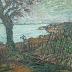 Bodensee Ufer mit Baum, 1926, Öl auf Leinwand, 63 x 47 cm, Museumsbesitz